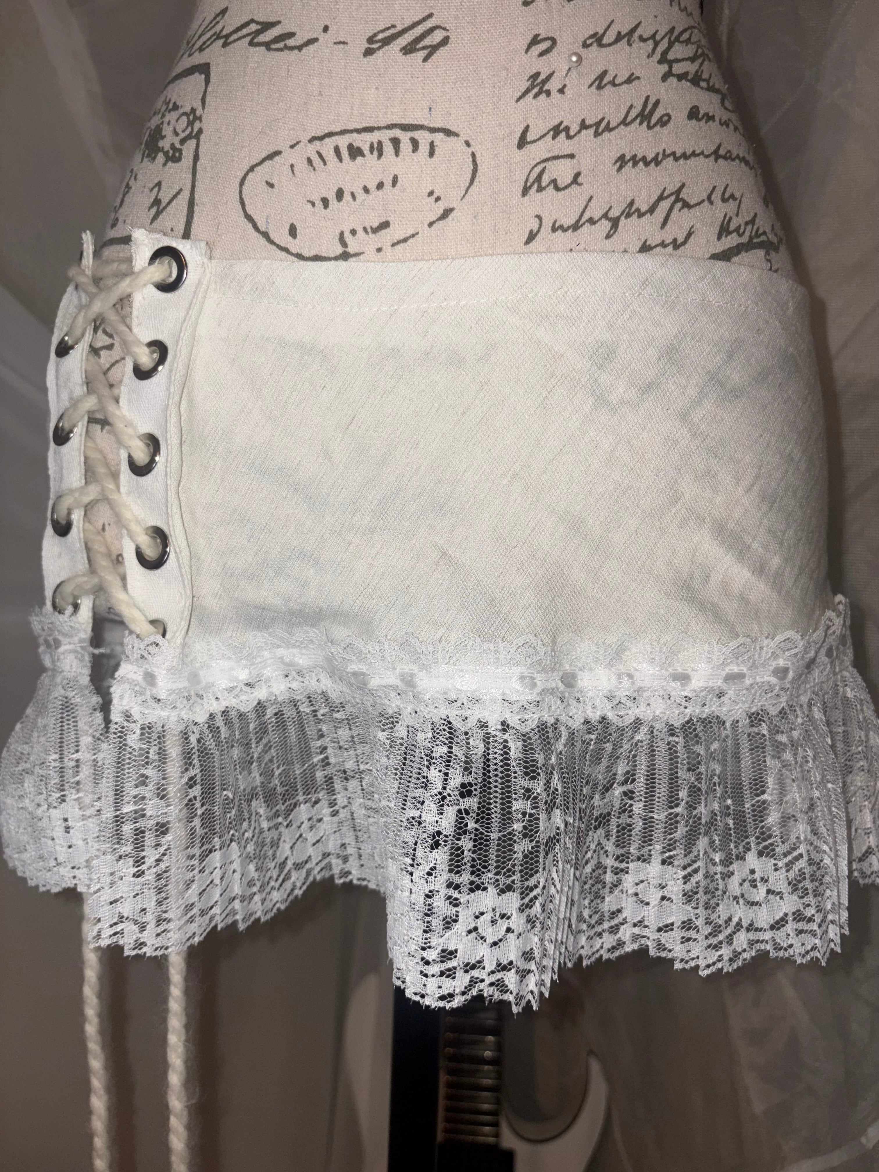 lace up mini skirt
