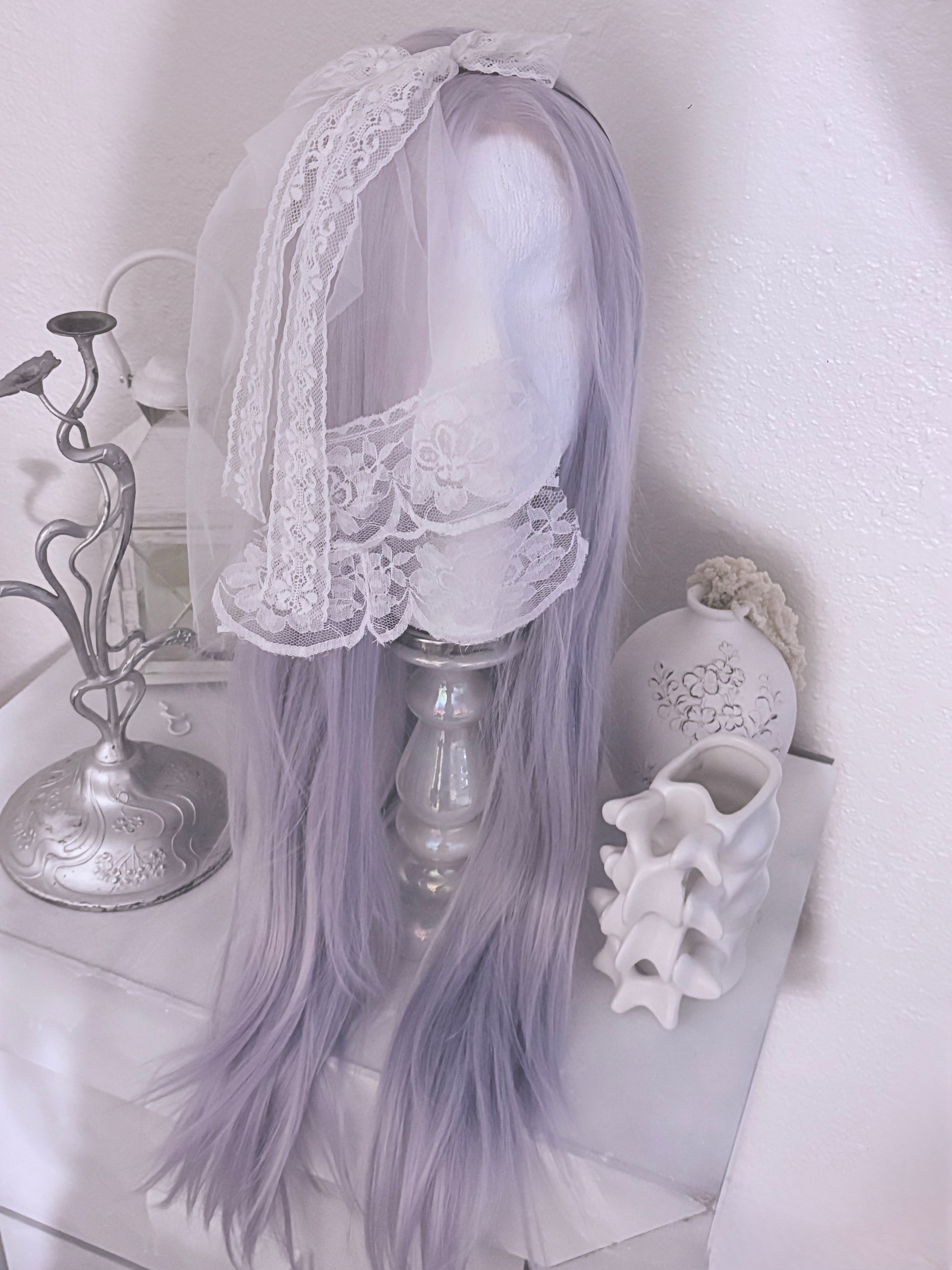 mini ghost lace veil headband