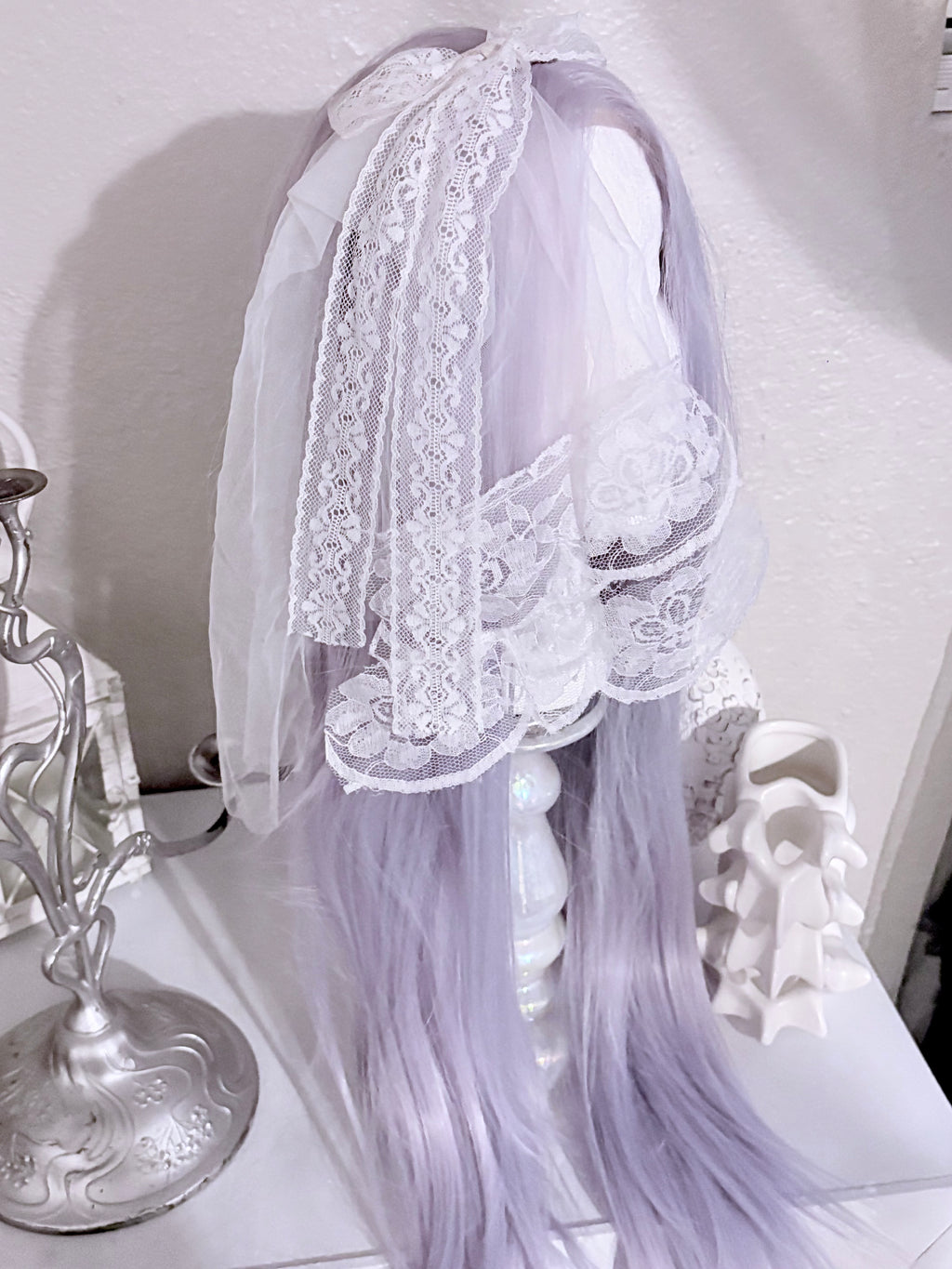 mini ghost lace veil headband