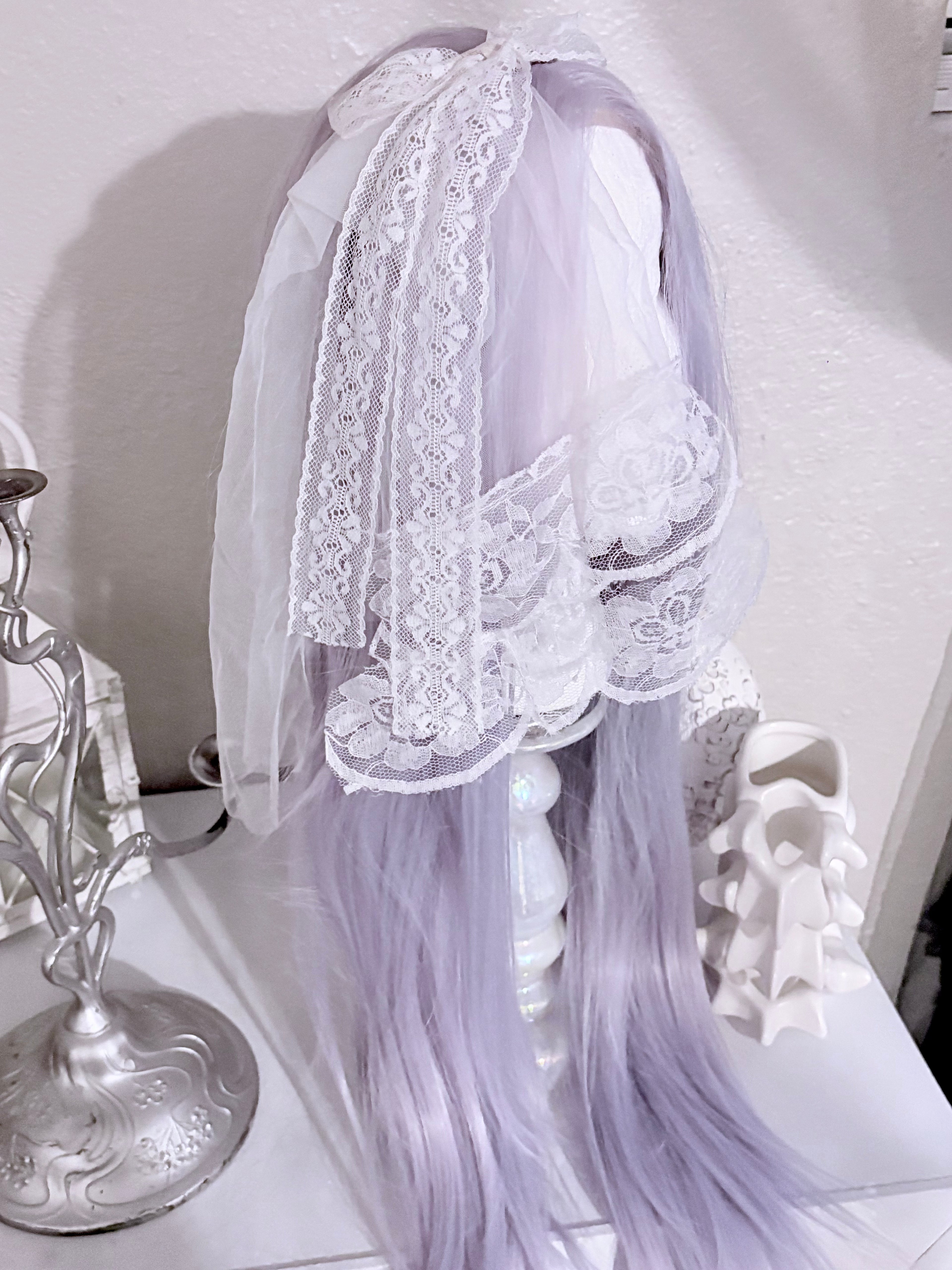 mini ghost lace veil headband